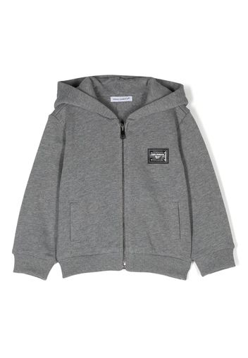 Dolce & Gabbana Kids logo-patch zipped hoodie - Grau