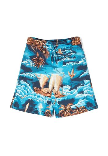 Dolce & Gabbana Kids abstract-print cotton shorts - Blau