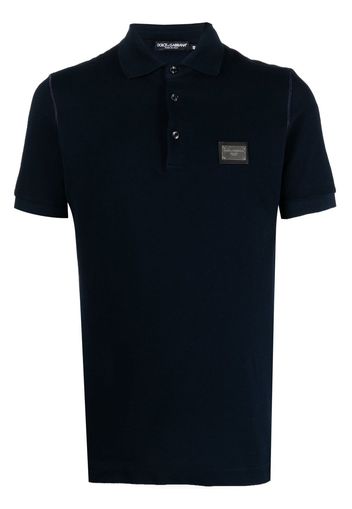 Dolce & Gabbana logo-patch polo shirt - Blau