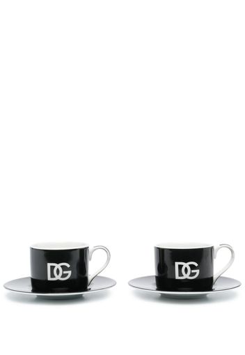 Dolce & Gabbana DG-print ceramic teacups (set of 2) - Schwarz