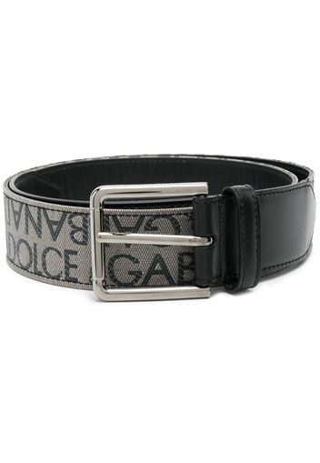 Dolce & Gabbana logo-embroidered buckle belt - Schwarz