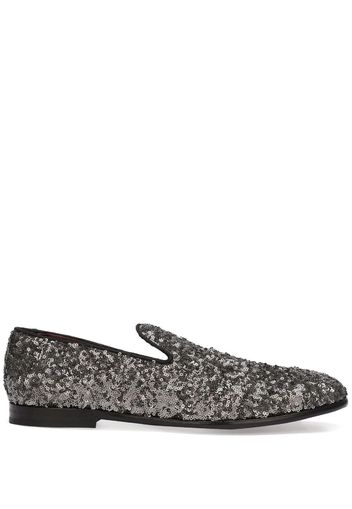 Dolce & Gabbana sequin-embellished leather slippers - Schwarz