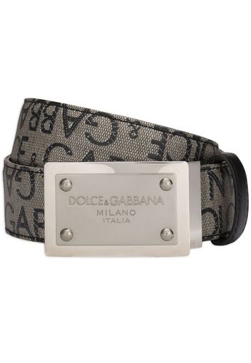 Dolce & Gabbana logo-plaque leather belt - Nude