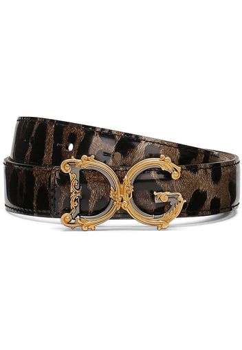 Dolce & Gabbana DG-buckle leopard-print belt - Braun