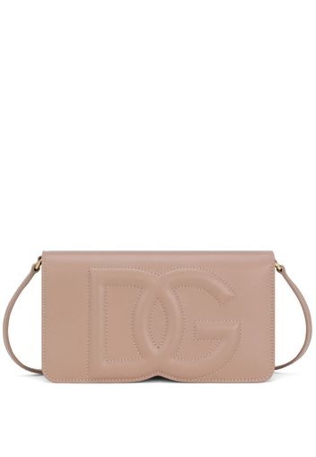 Dolce & Gabbana DG-logo leather shoulder bag - Nude