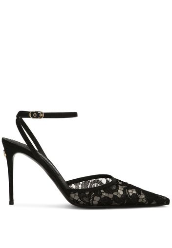 Dolce & Gabbana logo-lettering lace-detailing pumps - Schwarz