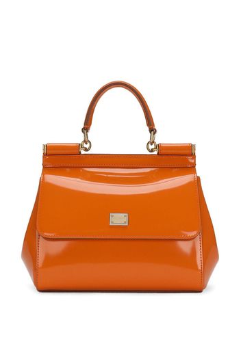 Dolce & Gabbana small Sicily patent-leather tote bag - Orange