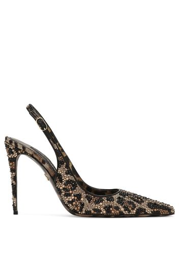 Dolce & Gabbana 105mm leopard-print leather pumps - Braun