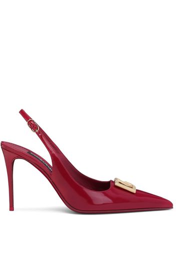 Dolce & Gabbana logo-plaque heeled slingback pumps - Rot