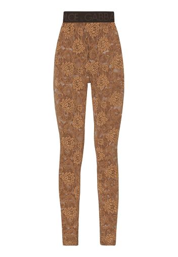 Dolce & Gabbana Leggings mit Logo-Bund - Braun