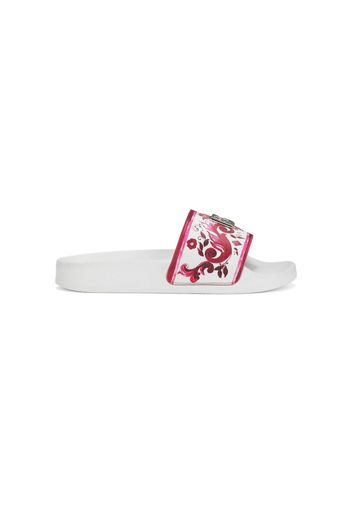 Dolce & Gabbana Kids Majolica-print logo-plaque slides - Mehrfarbig