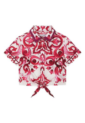 Dolce & Gabbana Kids majolica-print tie-waist shirt - Weiß