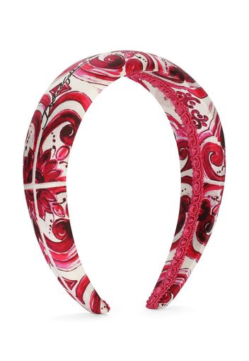 Dolce & Gabbana Kids Majolica-print satin hair band - Rosa