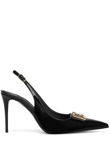 Dolce & Gabbana logo-plaque heeled slingback pumps - Schwarz