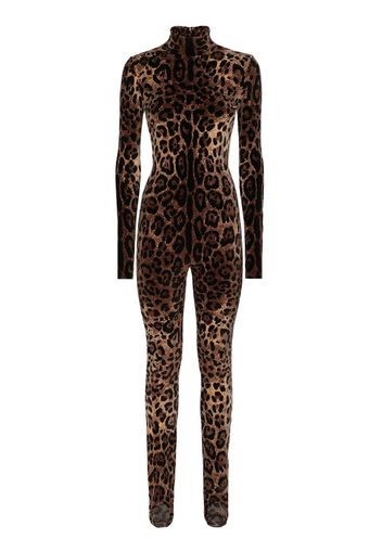 Dolce & Gabbana x Kim Jumpsuit mit Leoparden-Jacquardmuster - Braun