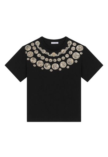 Dolce & Gabbana Kids T-Shirt mit Münzen-Print - Schwarz