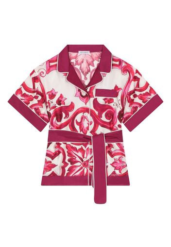 Dolce & Gabbana Kids Hemd mit Majolica-Print - Weiß