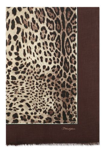 Dolce & Gabbana Seidenschal mit Leoparden-Print - Braun