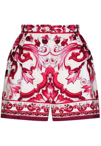 Dolce & Gabbana Seidenshorts mit Majolica-Print - Rot