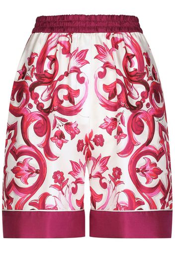 Dolce & Gabbana Seidenshorts mit Majolica-Print - Rosa