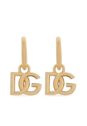 Dolce & Gabbana logo-charm hoop earrings - Gold