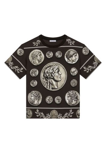 Dolce & Gabbana Kids T-Shirt mit Münzen-Print - Braun