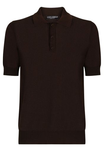 Dolce & Gabbana Gestricktes Poloshirt - Braun