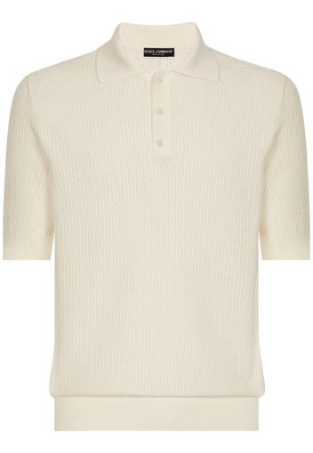 Dolce & Gabbana logo-patch short-sleeve polo shirt - Nude