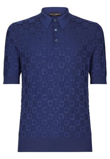 Dolce & Gabbana Poloshirt aus Seiden-Jacquard - Blau