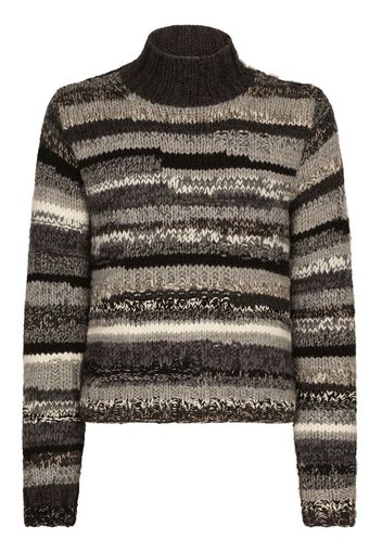 Dolce & Gabbana Grob gestrickter Pullover mit Streifen - Grau