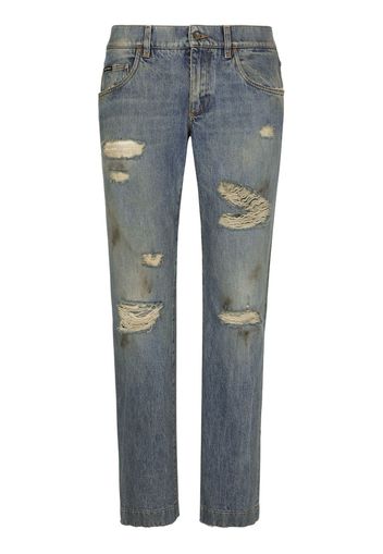 Dolce & Gabbana Slim-Fit-Jeans im Distressed-Look - Blau
