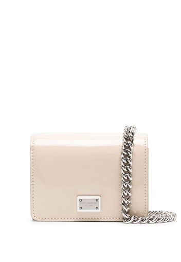 Dolce & Gabbana logo-plaque patent mini bag - Nude