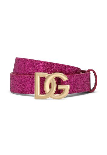 Dolce & Gabbana Kids logo-buckle leather belt - Rosa