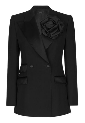 Dolce & Gabbana Blazer mit Blumenapplikation - Schwarz