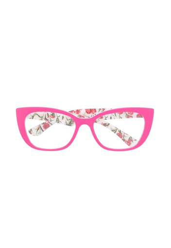 Dolce & Gabbana Kids floral-print cat-eye frame glasses - Rosa