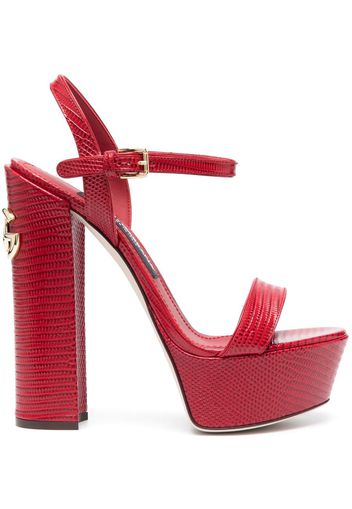 Dolce & Gabbana 155mm logo-plaque leather sandals - Rot