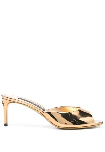 Dolce & Gabbana 70mm metallic-finish leather mules - Gold