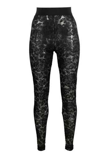 Dolce & Gabbana floral-lace logo-waistband leggings - Schwarz