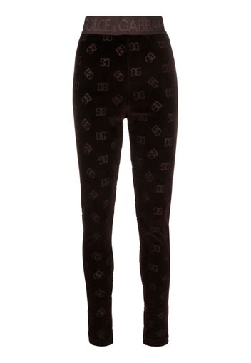 Dolce & Gabbana logo-debossed cotton leggings - Braun