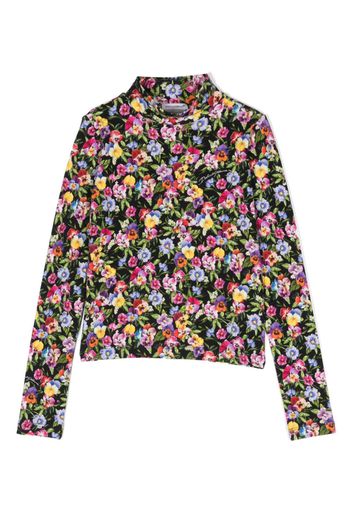Dolce & Gabbana Kids floral-print cotton-blend top - Schwarz