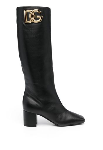 Dolce & Gabbana Jackie 60mm logo-plaque leather boots - Schwarz