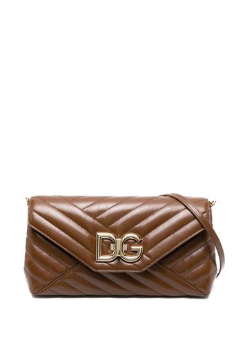 Dolce & Gabbana logo-plaque quilted leather crossbody bag - Braun