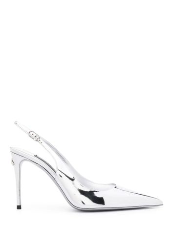 Dolce & Gabbana 90mm metallic-finish leather pumps - Silber