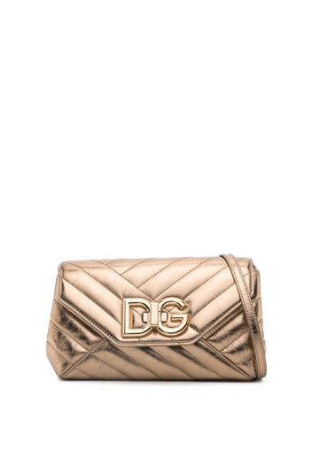 Dolce & Gabbana logo-plaque quilted leather shoulder bag - Gold