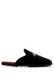 Dolce & Gabbana Slipper mit aufgesticktem Kreuz - Schwarz