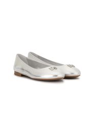 Dolce & Gabbana Kids Ballerinas mit Logo-Schild - Silber