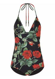 Dolce & Gabbana Badeanzug mit Rosen-Print - Schwarz