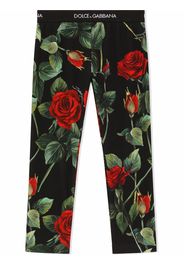 Dolce & Gabbana Kids Leggings mit Rosen-Print - Schwarz