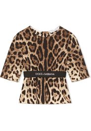 Dolce & Gabbana Kids Oberteil mit Leoparden-Print - Braun