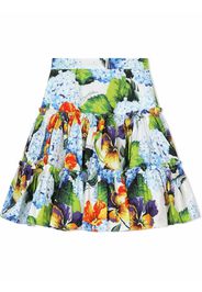 Dolce & Gabbana Kids tiered floral-print A-line skirt - Blau